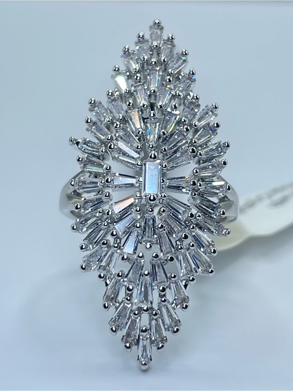 Swarovski Crystal Elements White Crystal Art Deco Statement Ring Sz 8 Bold